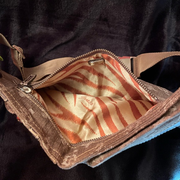 Y2K Vintage GUESS Ella Mini Belt Bag Denim Beige/ Grey with Silver Hardware. - Picture 11 of 15